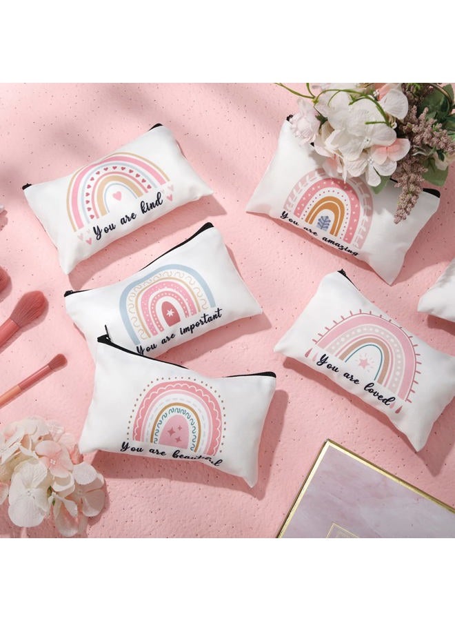 Yahenda 16 Pcs Inspirational Gifts Rainbow Cosmetic Bag with Zipper You Are Worthy Loved Beautiful Kind Makeup Bag Encouragement Birthday Friendship Gifts for Women Girls Teens Sister Travel Organizer Pouch - Image 4