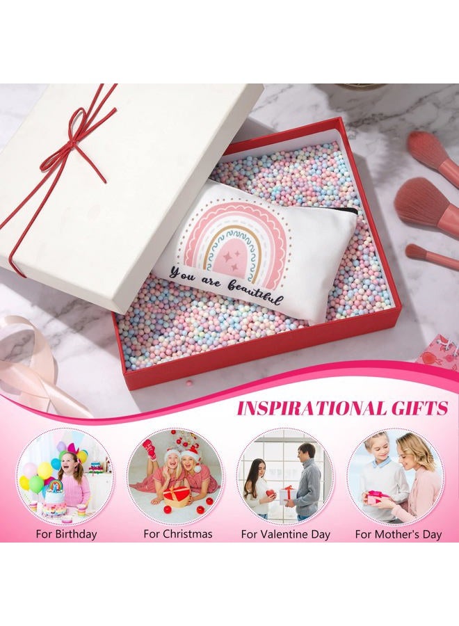 Yahenda 16 Pcs Inspirational Gifts Rainbow Cosmetic Bag with Zipper You Are Worthy Loved Beautiful Kind Makeup Bag Encouragement Birthday Friendship Gifts for Women Girls Teens Sister Travel Organizer Pouch - Image 3