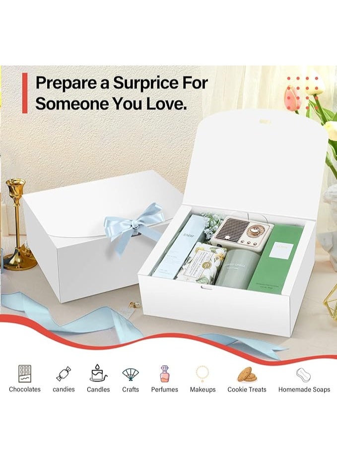 PEKGRIL 15 PCs Gift Boxes with Lids, White 10X8X4 Inch Gift Boxes, Bridesmaid Proposal Box with Ribbon, Kraft Paper Boxes for Wedding, Packaging, Present, Birthday, Christmas, Party - Image 4