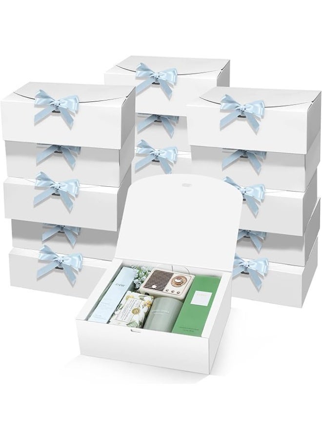 PEKGRIL 15 PCs Gift Boxes with Lids, White 10X8X4 Inch Gift Boxes, Bridesmaid Proposal Box with Ribbon, Kraft Paper Boxes for Wedding, Packaging, Present, Birthday, Christmas, Party - Image 1