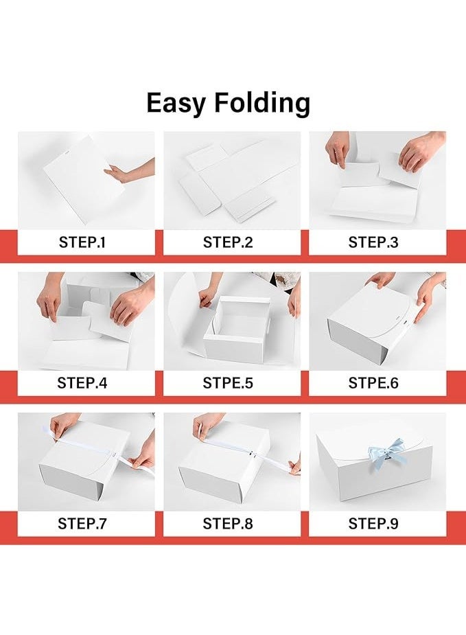 PEKGRIL 15 PCs Gift Boxes with Lids, White 10X8X4 Inch Gift Boxes, Bridesmaid Proposal Box with Ribbon, Kraft Paper Boxes for Wedding, Packaging, Present, Birthday, Christmas, Party - Image 2