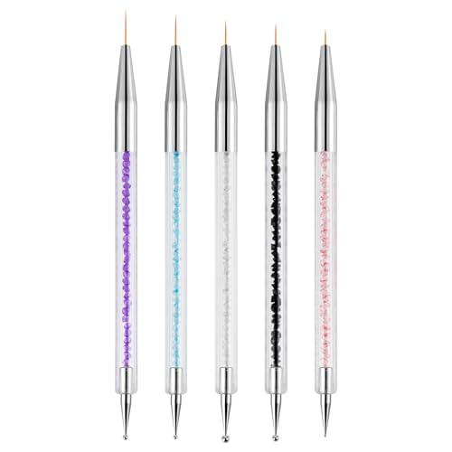 TOCOLES Nail Art Brushes 5PCS Nail Brush Set with Liner Brush and Dotting Pens for Home and Professional Salon Use - Image 1