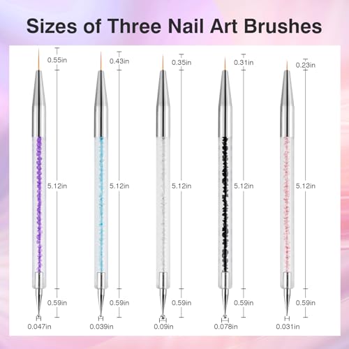 TOCOLES Nail Art Brushes 5PCS Nail Brush Set with Liner Brush and Dotting Pens for Home and Professional Salon Use - Image 2