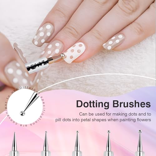 TOCOLES Nail Art Brushes 5PCS Nail Brush Set with Liner Brush and Dotting Pens for Home and Professional Salon Use - Image 4