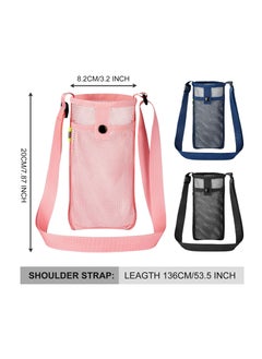 Generic 3-Pack Water Bottle Holder Sling with Adjustable Strap, Mesh Carrier Bag for Hiking, Camping, Sports, and Gym; Fits Most Bottles and Features Night Reflective Strip.  - Image 4