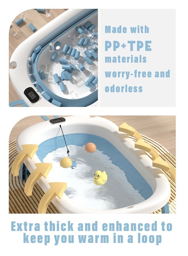DURKU Collapsible, Foldable Baby Bath Tub with Cushion Pad, Temperature Sensing, Non-Slip Support Leg for Newborn, Toddler, Infant, Blue - Image 3