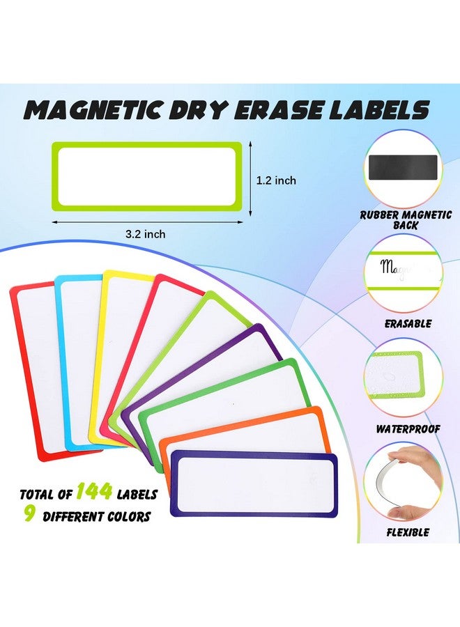 مينبلان مجموعة إكسسوارات السبورة البيضاء المكونة من 176 قطعة تتضمن 144 ملصقًا مغناطيسيًا قابلًا للمسح الجاف و12 لفة من شريط السبورة البيضاء الرقيق و8 أقلام تحديد مغناطيسية ذات رأس رفيع قابلة للمسح الجاف و12 زرًا مغناطيسيًا دائريًا للتخطيط للمدرسة والمكتب والمنزل - Image 2