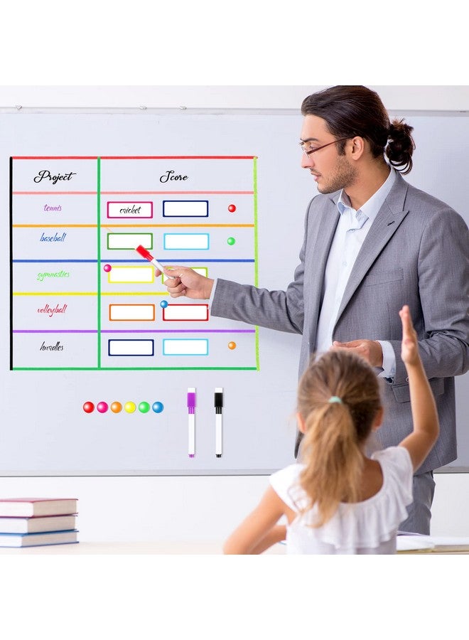 مينبلان مجموعة إكسسوارات السبورة البيضاء المكونة من 176 قطعة تتضمن 144 ملصقًا مغناطيسيًا قابلًا للمسح الجاف و12 لفة من شريط السبورة البيضاء الرقيق و8 أقلام تحديد مغناطيسية ذات رأس رفيع قابلة للمسح الجاف و12 زرًا مغناطيسيًا دائريًا للتخطيط للمدرسة والمكتب والمنزل - Image 5