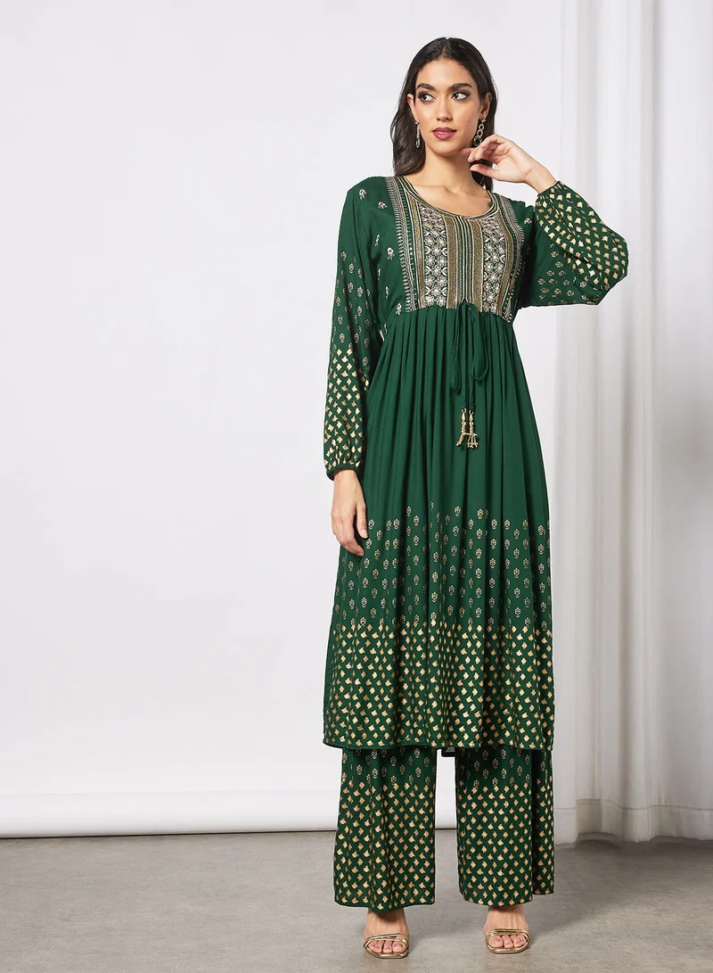 HANA & SARA 3 Piece Modest Set Of Jalabiya With Pants And Sheila