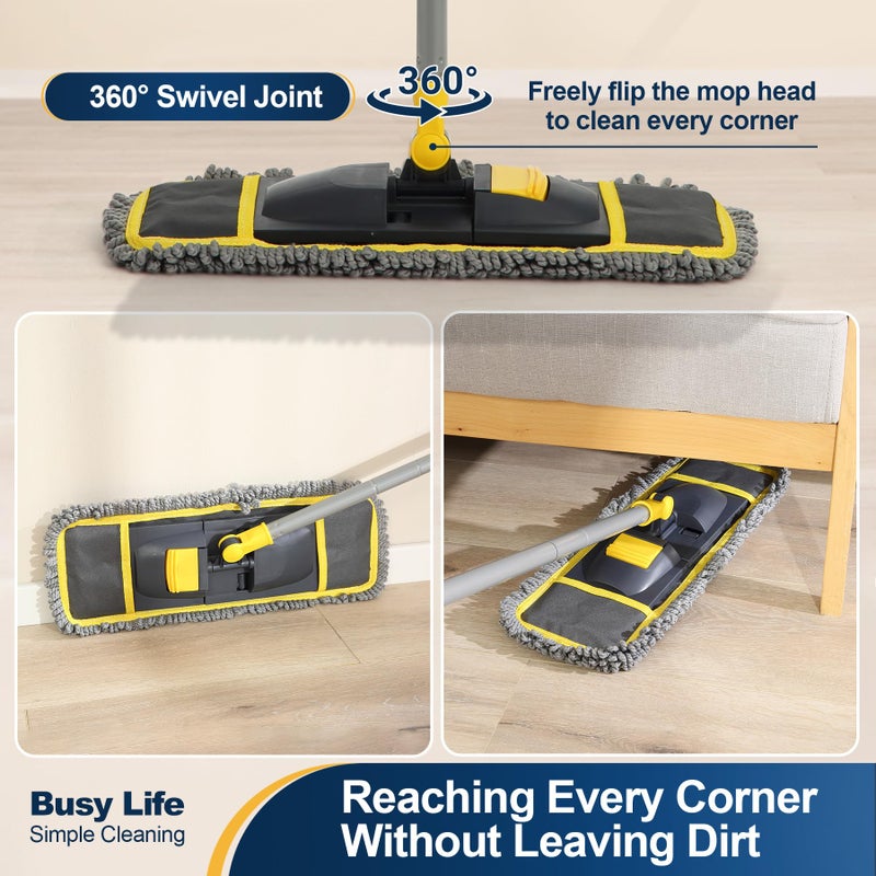 Yocada Dust Mop for Floor Cleaning with 2 Different Mop Pads (in Total) Wet & Dry for Hardwood Ceramic Marble Tile Laminate Home Kitchen 51in Long - Image 3