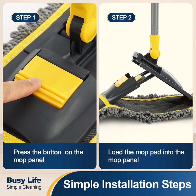 Yocada Dust Mop for Floor Cleaning with 2 Different Mop Pads (in Total) Wet & Dry for Hardwood Ceramic Marble Tile Laminate Home Kitchen 51in Long - Image 2