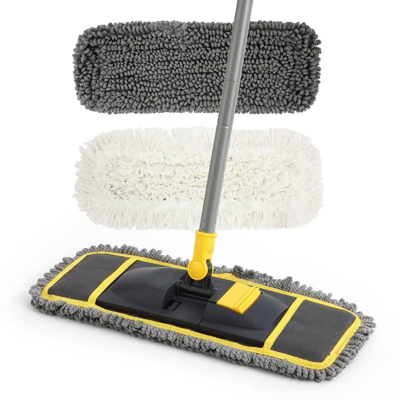 Yocada Dust Mop for Floor Cleaning with 2 Different Mop Pads (in Total) Wet & Dry for Hardwood Ceramic Marble Tile Laminate Home Kitchen 51in Long - Image 1