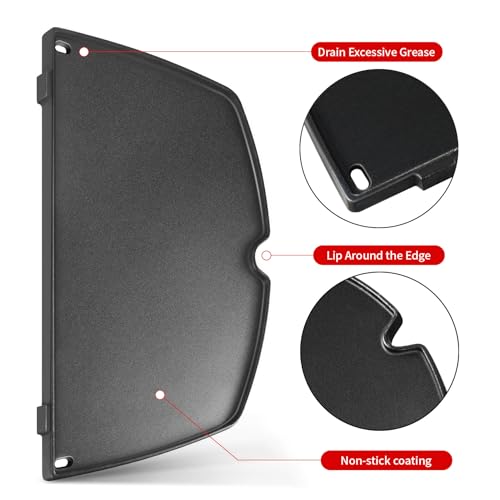 GGC 6559 Cast Iron Griddle for Weber Q2000 Q200 Q220 Q240 Q260 Q2200 Q2400 Series Grills, 15.3" x 10.8" Grill Grates Replacement Parts for Weber Q200 Griddles - Image 5