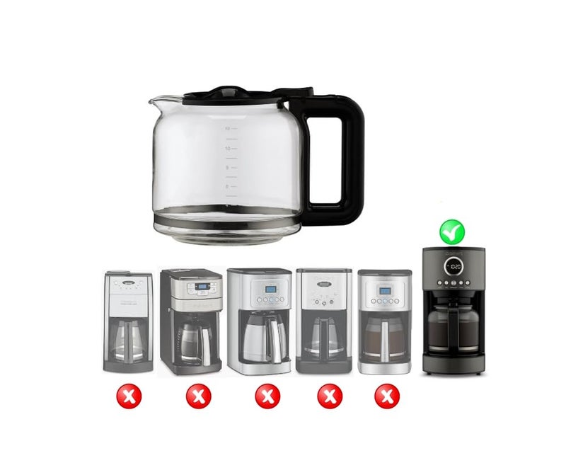 HAKANO Carafe Replacement for the Cuisinart 12-Cup Glass Coffee Carafe Model DCC-1220BKSWM ONLY - Black Handle/Lid - Image 2