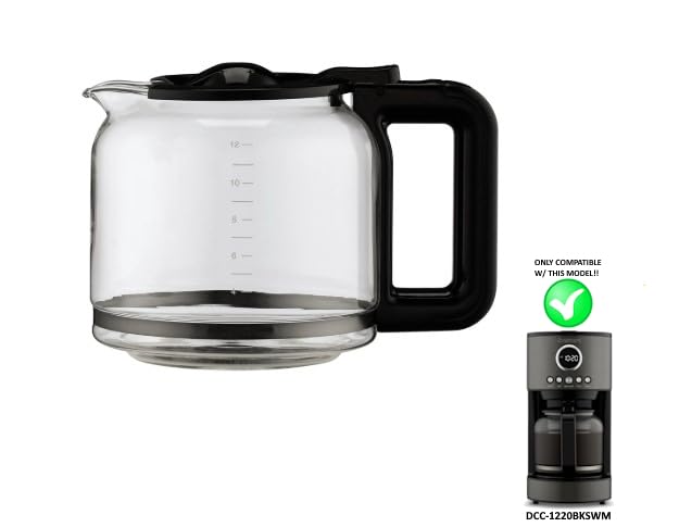 HAKANO Carafe Replacement for the Cuisinart 12-Cup Glass Coffee Carafe Model DCC-1220BKSWM ONLY - Black Handle/Lid - Image 4