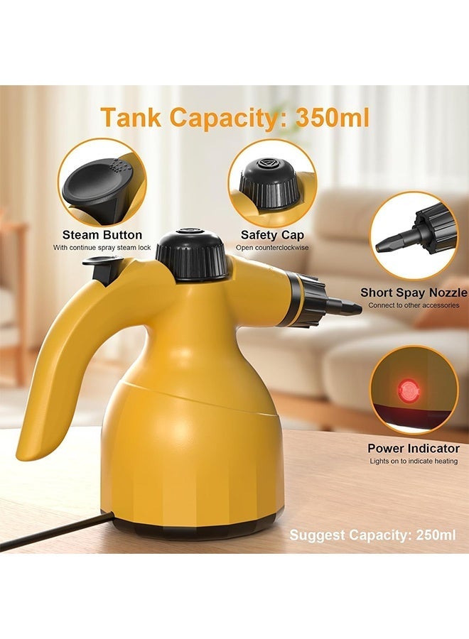 Joshberg Handheld Steam Cleaner,Multi-Surface Steamer with 10 PCS Accessories Pressurized Natural Steam Cleaner for Home Cleaning Dirt, Grease, Grout, Tile, Floor, Couch and Car-Yellow - Image 4