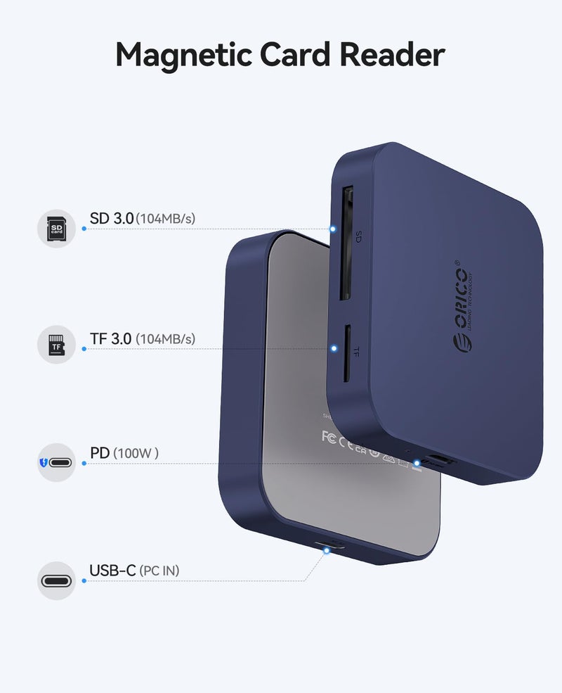 Orico قارئ بطاقة SD مغناطيسي فائق النحافة من ORICO لجهاز iPhone 17/16/15 وسلسلة iPad وMacBook، محول كاميرا USB C مع فتحة SD/TF 3.0، تمرير PD بقوة 100 واط Air5 - Image 2