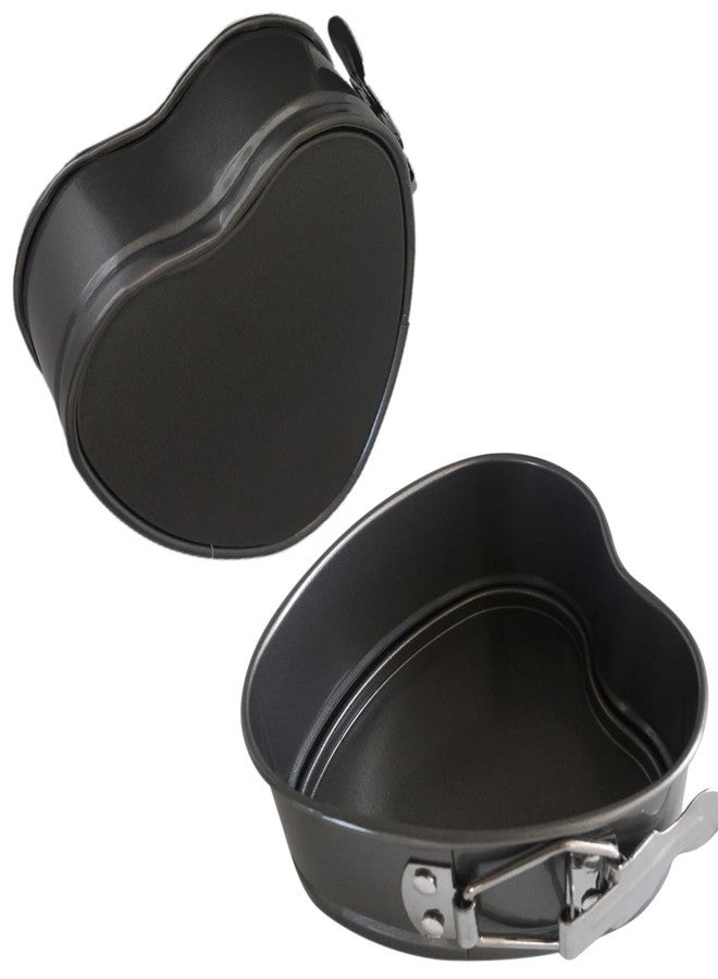 Proshopping Small Springform Pan Set 4 Inch, Heart Shape Cheesecake Pans Removable Bottom, Heart Baking Molds for Lovers - Carbon Steel, 2 Sets - Image 1