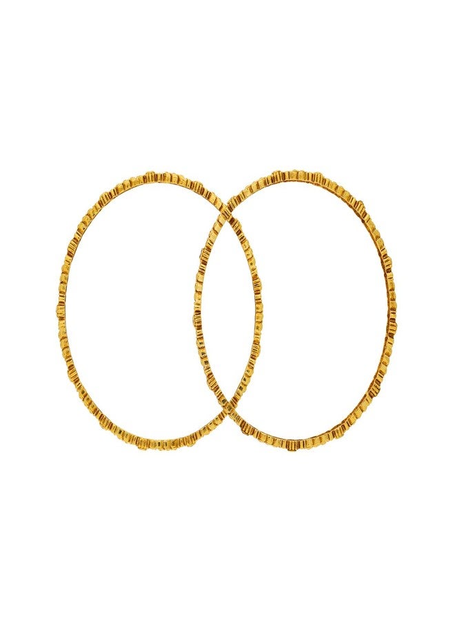 KUSHAL'S Fashion Jewellery Ruby-Green Gold Polished Copper Antique Bangles, Best for Casual wear & Special Occasion - 447560 - Image 3