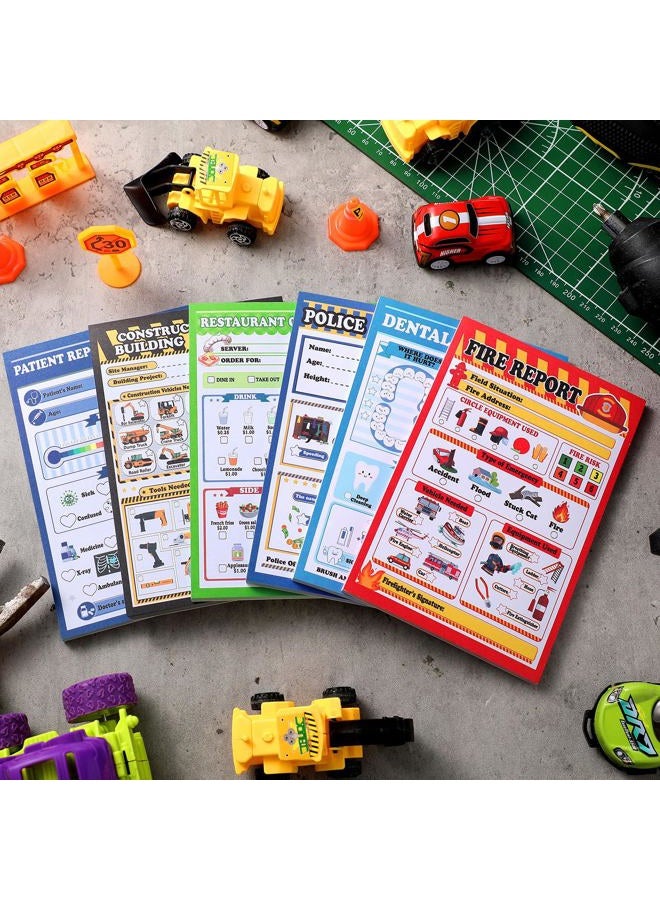 Eaasty 6 Pack Kids Pretend Play Notepads 40 Pages Pretend Pads for Kids Pretend Play Imaginative Role Play (Boys) - Image 2