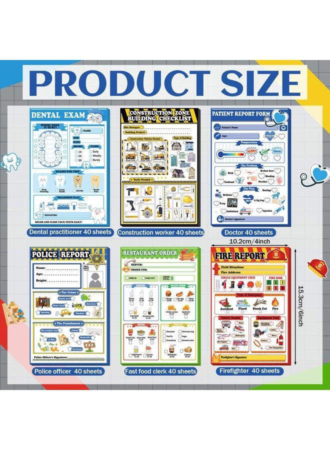 Eaasty 6 Pack Kids Pretend Play Notepads 40 Pages Pretend Pads for Kids Pretend Play Imaginative Role Play (Boys) - Image 3