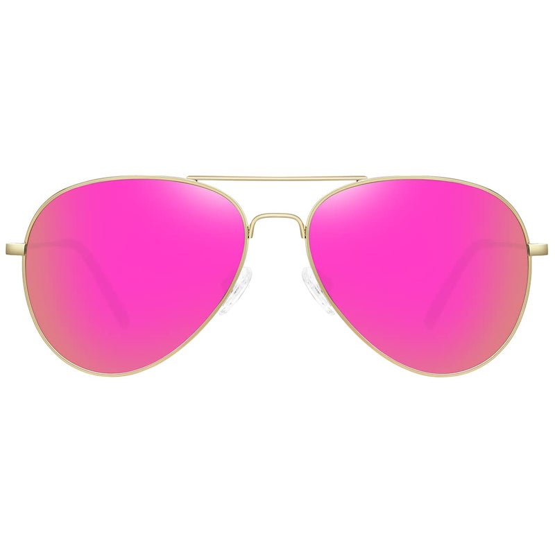WOWSUN Classic Polarized Aviator Sunglasses for Women Men (Golden Frame Purple Pink Mirrored Lens) - Image 5