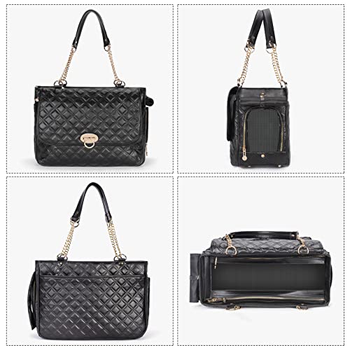 Minsong Fashion Pet Carrier Dogs Cat Small Animals Purse Bag Leather Pet Carriers Dog Puppy Kitten Tote Travel Handbag TSA AirlineApproved - Image 3