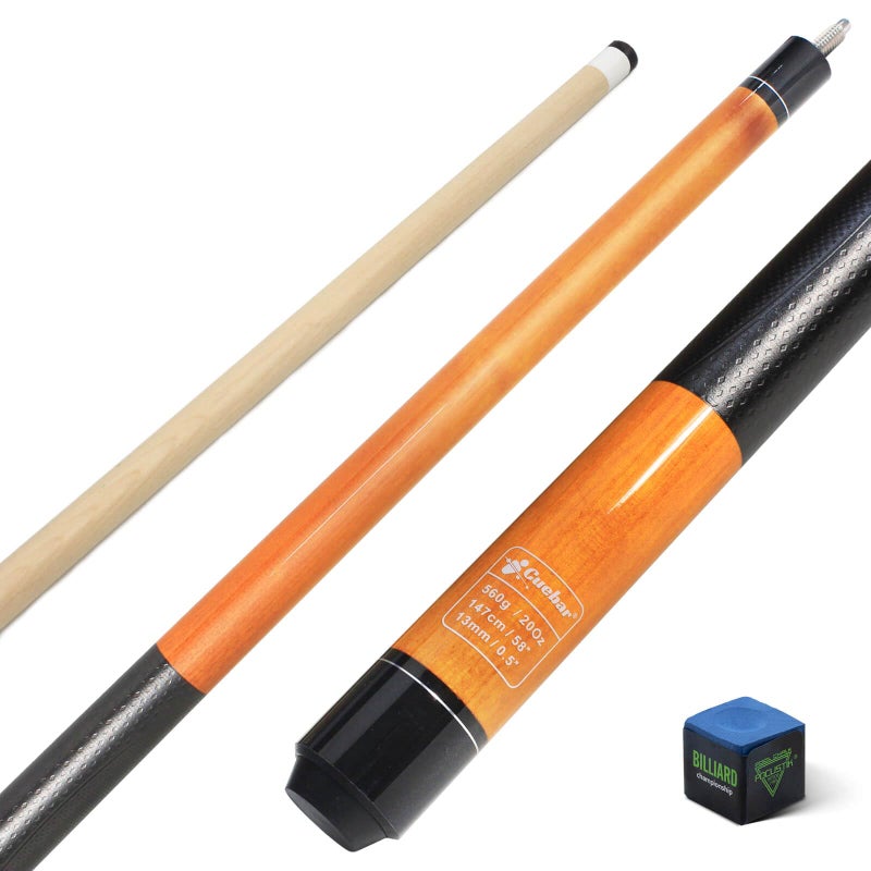 CUEBAR Pool Cue 58 Inch 2Piece Pool Sticks for Adults 3D Grip House Bar Billiard Table Stick with 13mm Tip for Men Women Orange20 Oz - Image 2