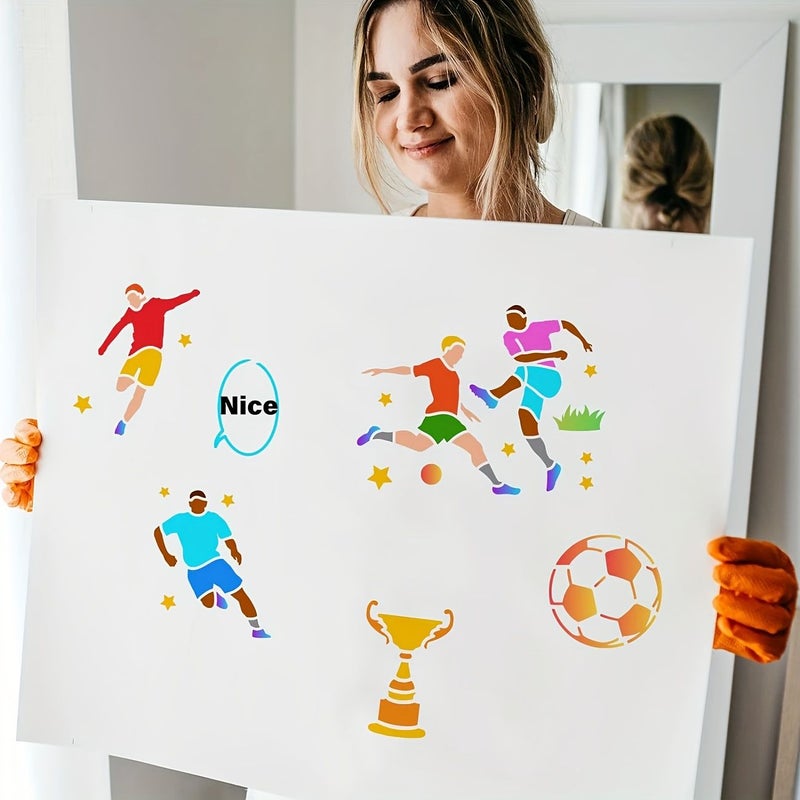 Football Player Template Stencil 11.7x8.3 Inch Reusable for Painting Craft - Image 3