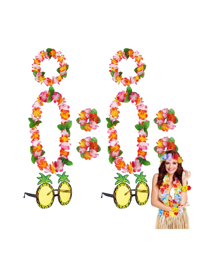 SYOSI Hawaiian Leis Luau Party Favours Tropical Flower with Pineapple Sunglasses for Kids or Adults Summer Beach Vacation Theme Decorations Birthday Party 10 Pcs  - Image 1