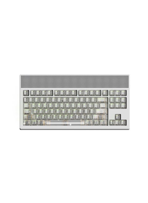 Angry Miao AM Neon 80 Cloud White Bundle لوحة مفاتيح ميكانيكية RGB مع اتصال ثلاثي الوضع، تصميم Leaf Spring Mount، مفاتيح قابلة للتبديل الساخن، 389 مصباح LED، تصميم دقيق بتقنية CNC
