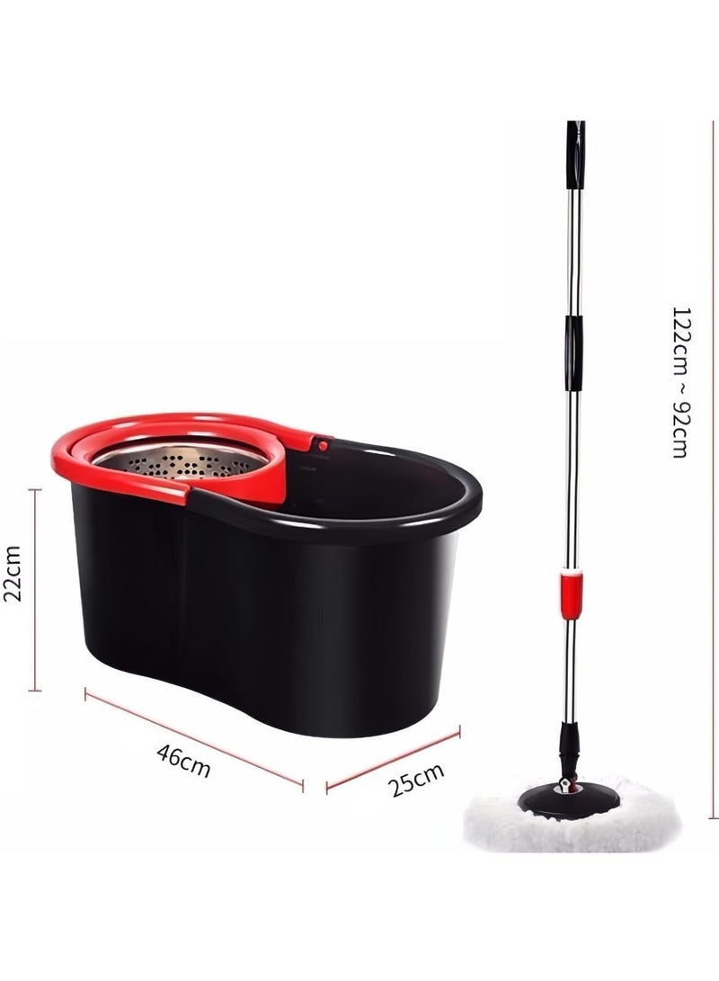 Maanys Spin Mop and Bucket with Wheels, Extendable Handle,360 Spinning Mop for Floor Cleaning Includes 2 Microfiber Refills Mop Heads for Effortless Cleaning (Black & Red) - Image 5