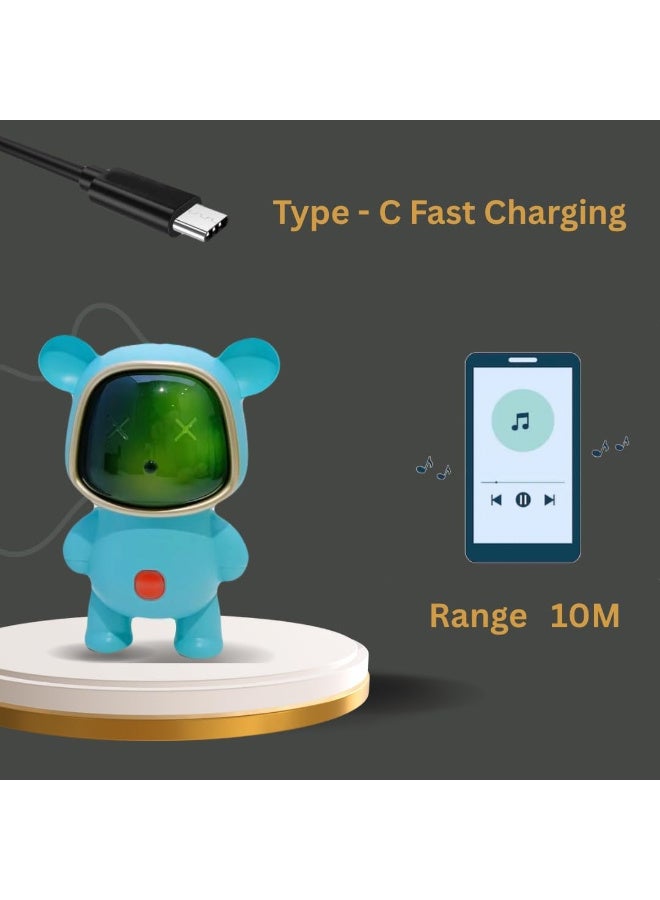 AN152 Mini Wireless Bluetooth Speaker | 5-7 Hours Playtime | Vivid RGB Lights | RGB Sound Effects | Multiple Play Modes | BTV5.3/TF Card | BTV5.3/TF/Pen Drive & Type-C Charging Port (Blue) - Image 4