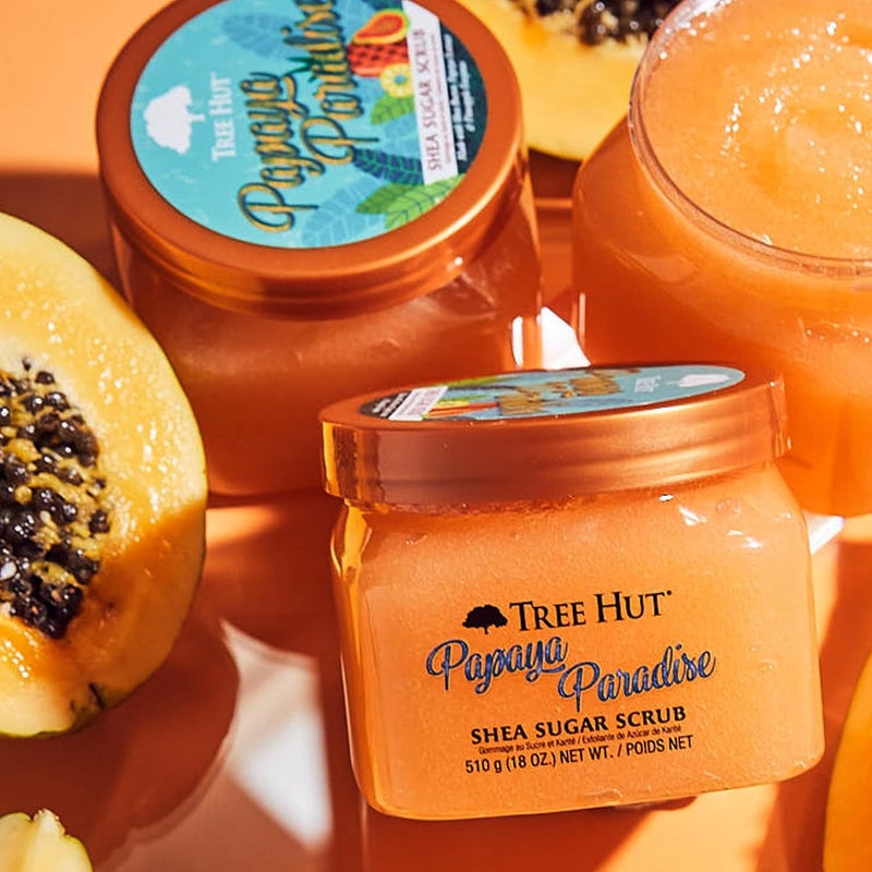 Treehut Papaya Paradise Shea Sugar Scrub, Exfoliating, Hydrating & Moisturizing Body Scrub with Shea Butter & Nourishing Essential Oils, Smooth & Soften Skin, 18 oz - Image 4