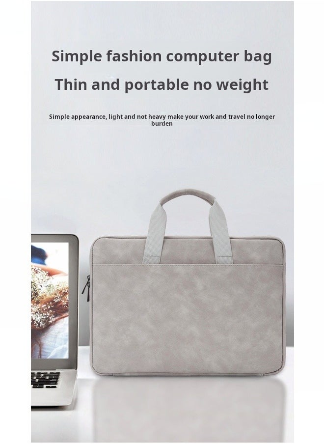 Generic New PU Nubuck Leather Laptop Bag for 15-16 Inch MacBook Pro/Dell XPS, Full Open Shockproof Briefcase with Water-resistant Lining & Anti-Scratch Padding, Business Computer Bag for Work Travel Commute(Grey)  - Image 5