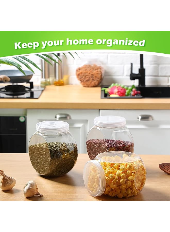 NALACAL برطمانات حلوى بلاستيكية سعة 71 أونصة مع أغطية، برطمانات بسكويت بلاستيكية شفافة لطاولة المطبخ، برطمانات حلوى لبوفيه الحلوى، مجموعة حامل حلوى، طبق حلوى لطاولة الحفلات، تخزين الغسيل (قطعتان) - Image 4