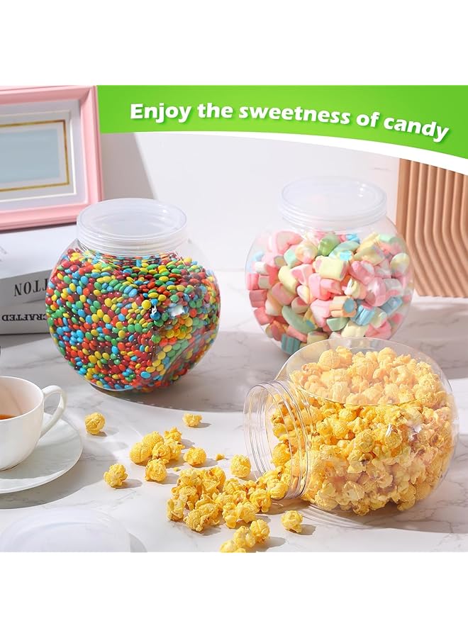 NALACAL برطمانات حلوى بلاستيكية سعة 71 أونصة مع أغطية، برطمانات بسكويت بلاستيكية شفافة لطاولة المطبخ، برطمانات حلوى لبوفيه الحلوى، مجموعة حامل حلوى، طبق حلوى لطاولة الحفلات، تخزين الغسيل (قطعتان) - Image 3