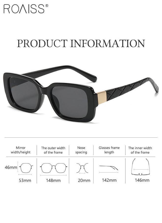 roaiss - 2PCS Women's Rectangular Sunglasses, UV400 Protection Sun Glasses, Fashion Decorative Eyewear for Outdoor Party Street Photography, Black and Leopard - Image 1