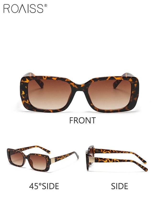 roaiss - 2PCS Women's Rectangular Sunglasses, UV400 Protection Sun Glasses, Fashion Decorative Eyewear for Outdoor Party Street Photography, Black and Leopard - Image 1