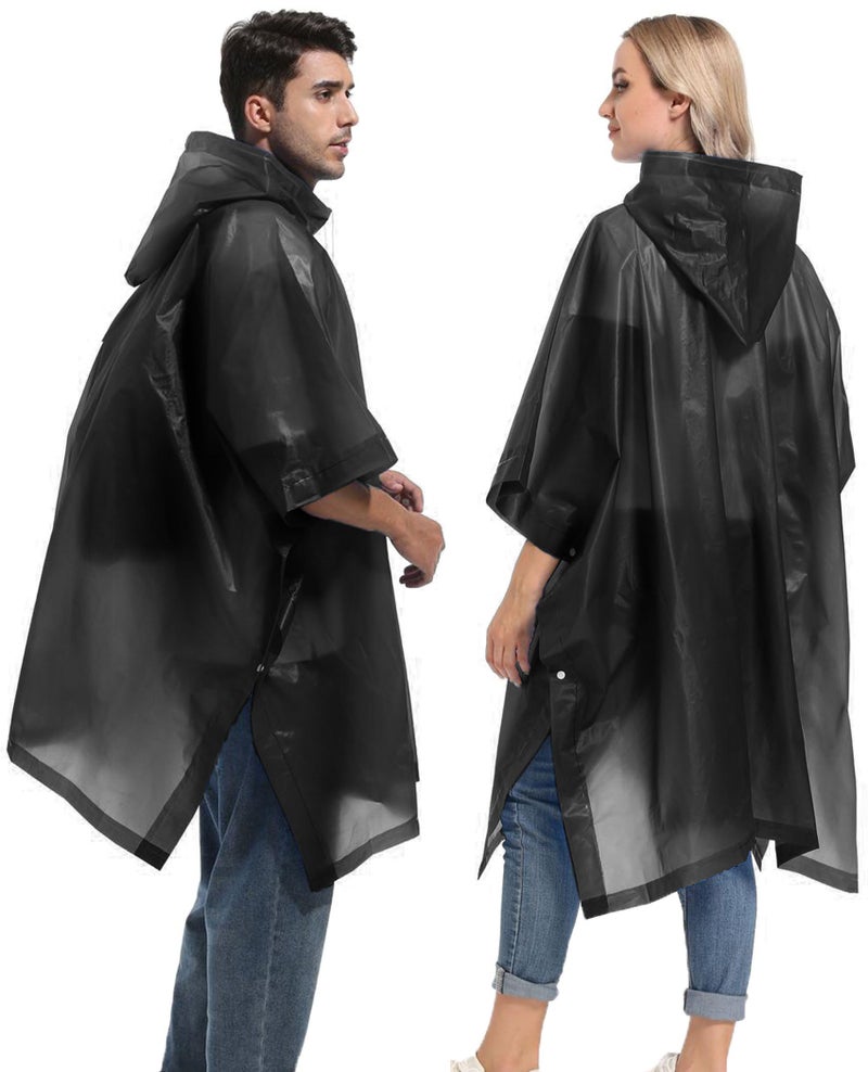 HOOMBOOM Unisex Reusable Rain Ponchos 2 Packs for Adults Waterproof - Emergency Rain Coat for Theme Park, Hiking, Camping or Traveling,Black - Image 5