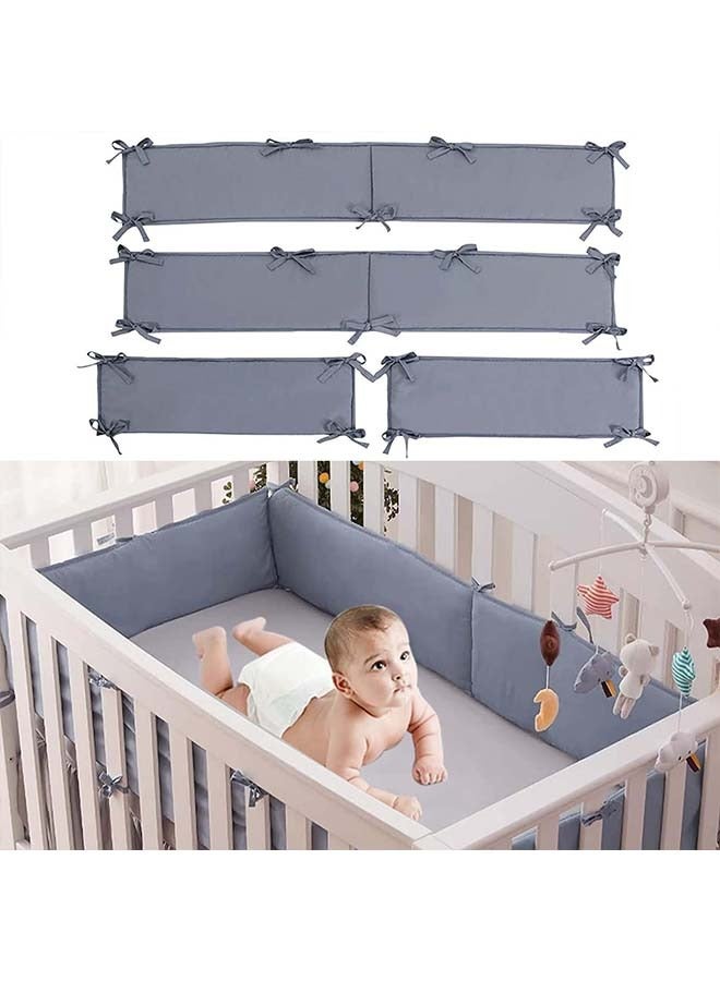 Yoawllty 4 Pieces Baby Crib Liner Protector, Breathable Crib Pads Thick Padding, Machine Washable Nursery Bed Essential Crib Bumper Protector Pads (Grey) - Image 2