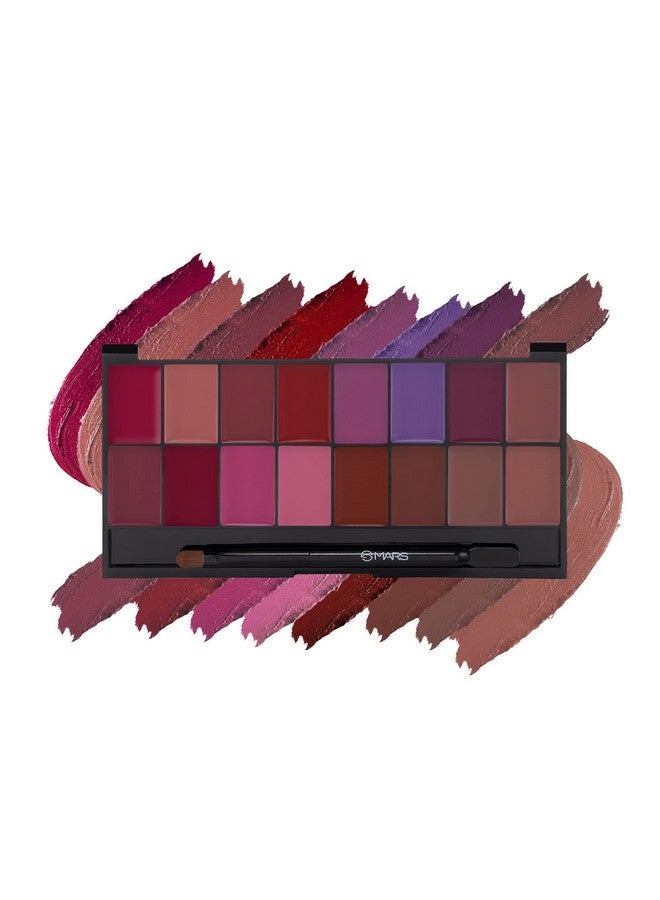 Mars Infinity Lip Palette | Demi Matte | 16 Colors To Infinte Lipstick Colors | Free Spatula Cum Applicator (36.0 Gm) (02-Multicolor) - Image 1