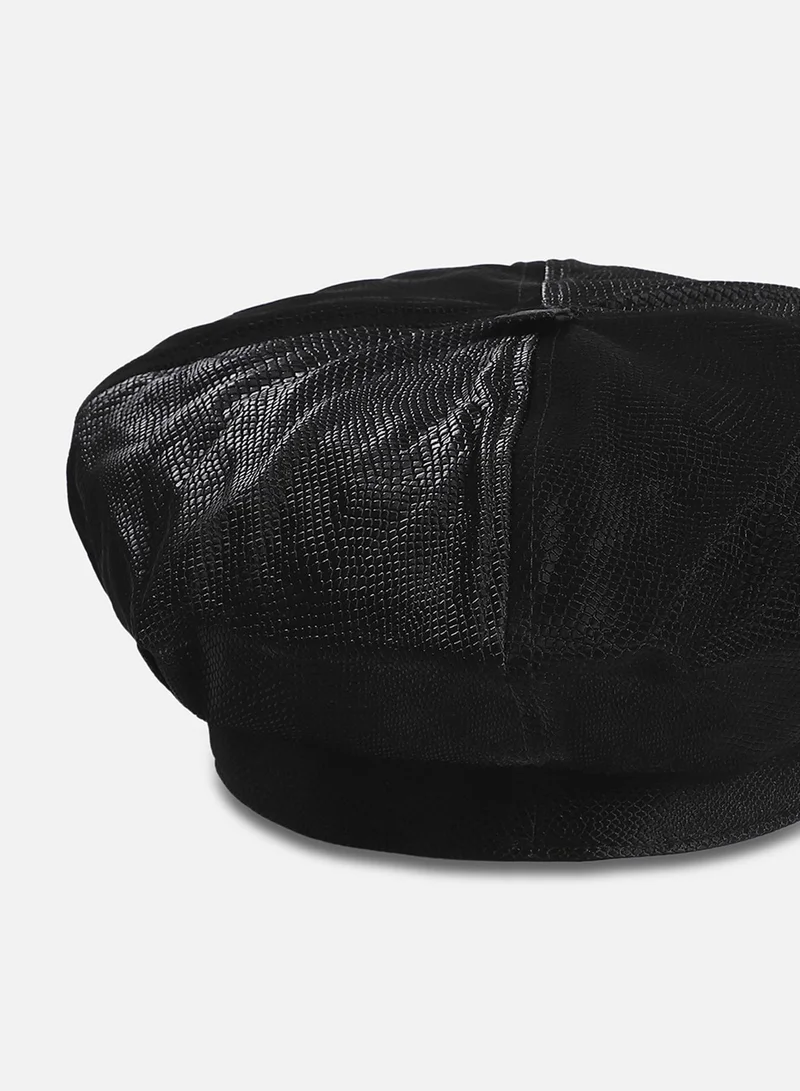 Haute Sauce Pebbled Bakerboy Hat - Black