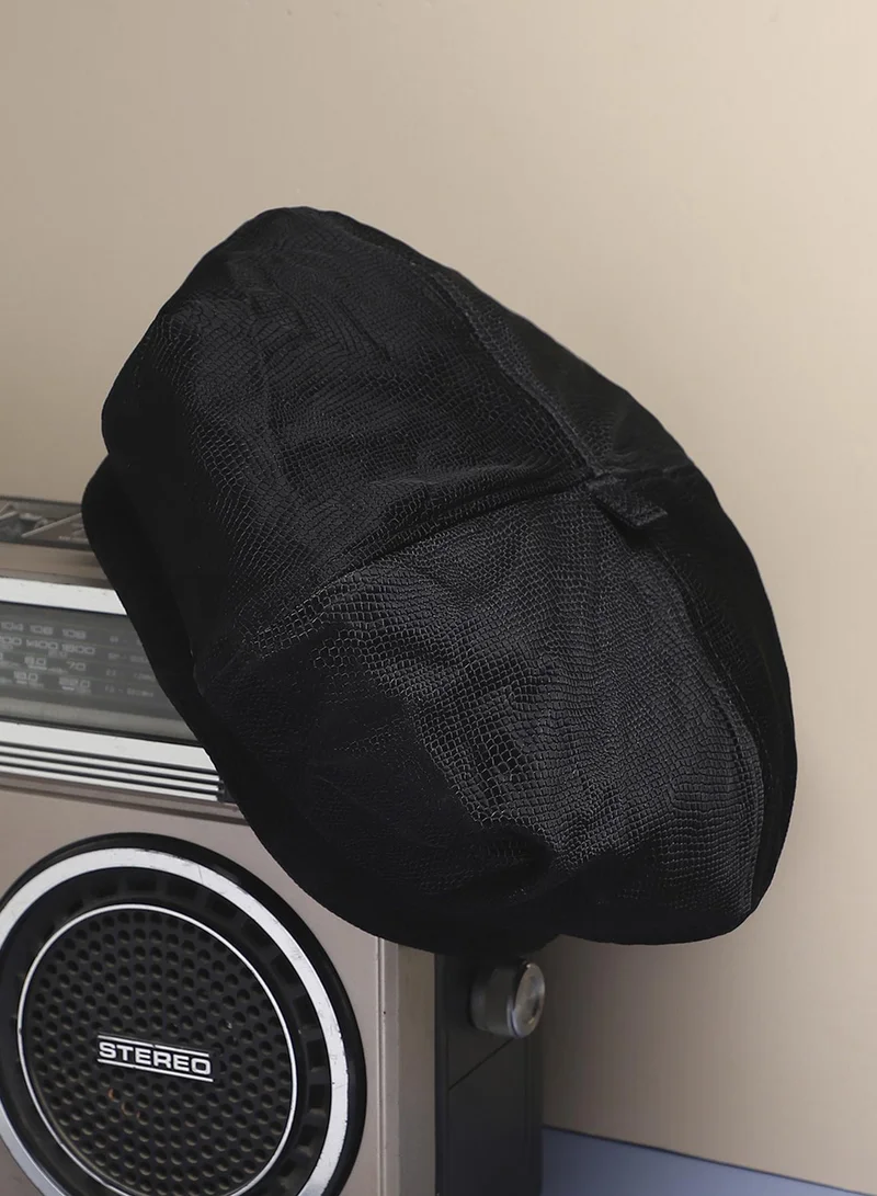 Haute Sauce Pebbled Bakerboy Hat - Black