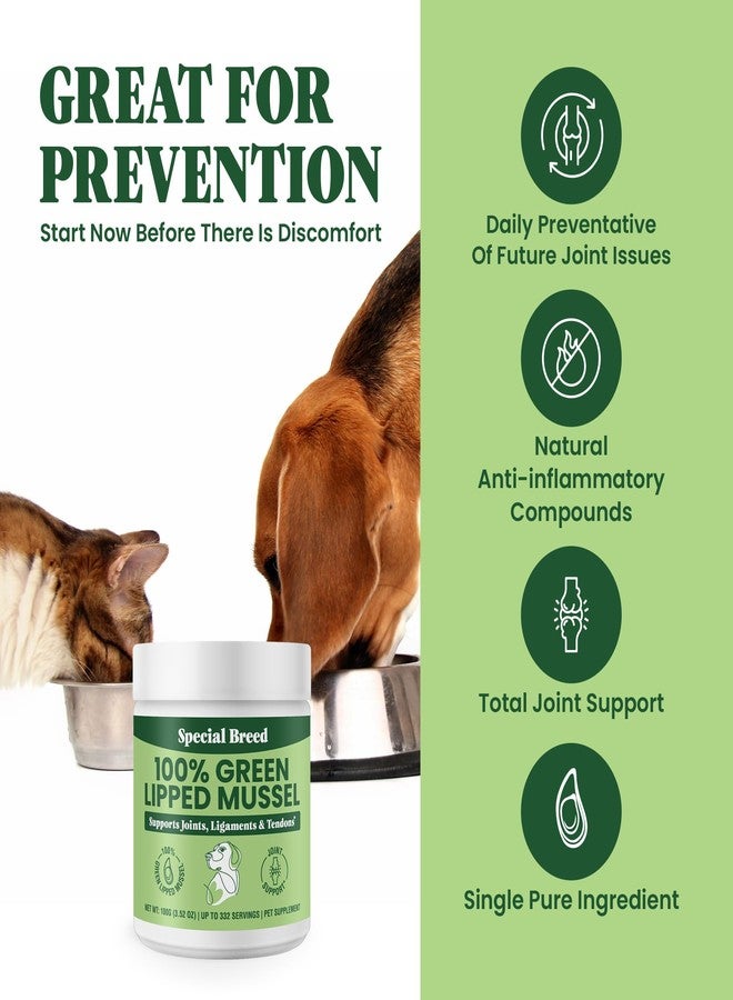 Special Breed Green Lipped Mussel Powder for Dogs & Cats - 100% New Zealand - Natural Hip & Joint Supplement for Joints, Tendons, Ligaments, Muscles - 100 Grams - Up to 332 Servings - Image 3