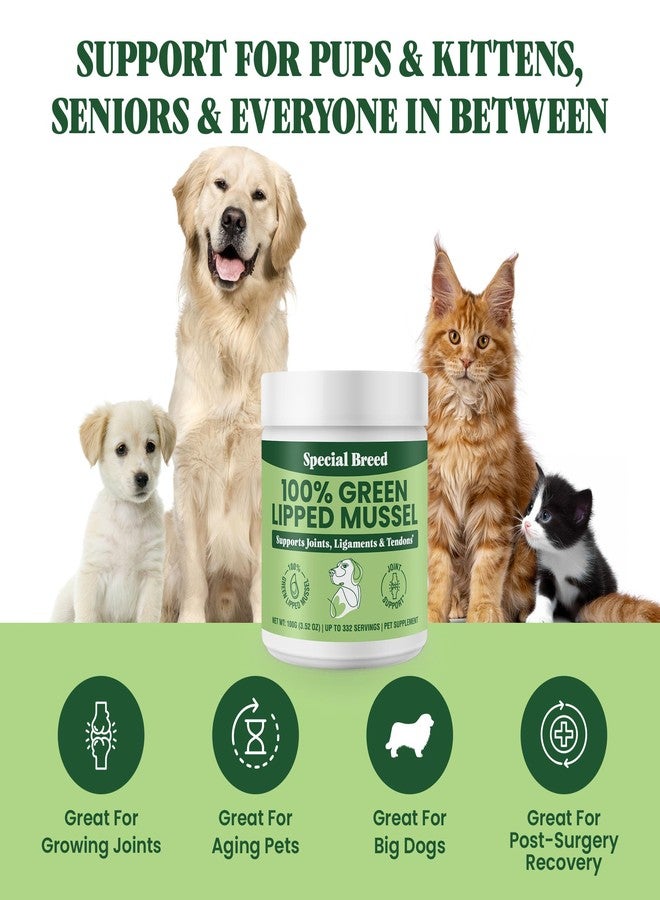 Special Breed Green Lipped Mussel Powder for Dogs & Cats - 100% New Zealand - Natural Hip & Joint Supplement for Joints, Tendons, Ligaments, Muscles - 100 Grams - Up to 332 Servings - Image 4