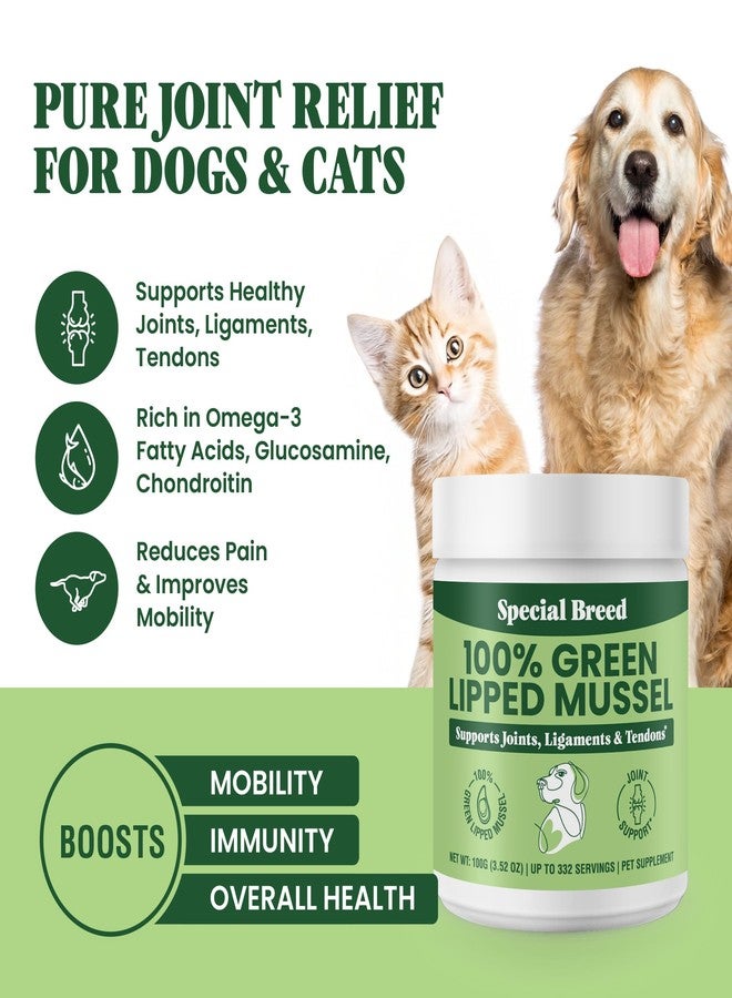 Special Breed Green Lipped Mussel Powder for Dogs & Cats - 100% New Zealand - Natural Hip & Joint Supplement for Joints, Tendons, Ligaments, Muscles - 100 Grams - Up to 332 Servings - Image 2