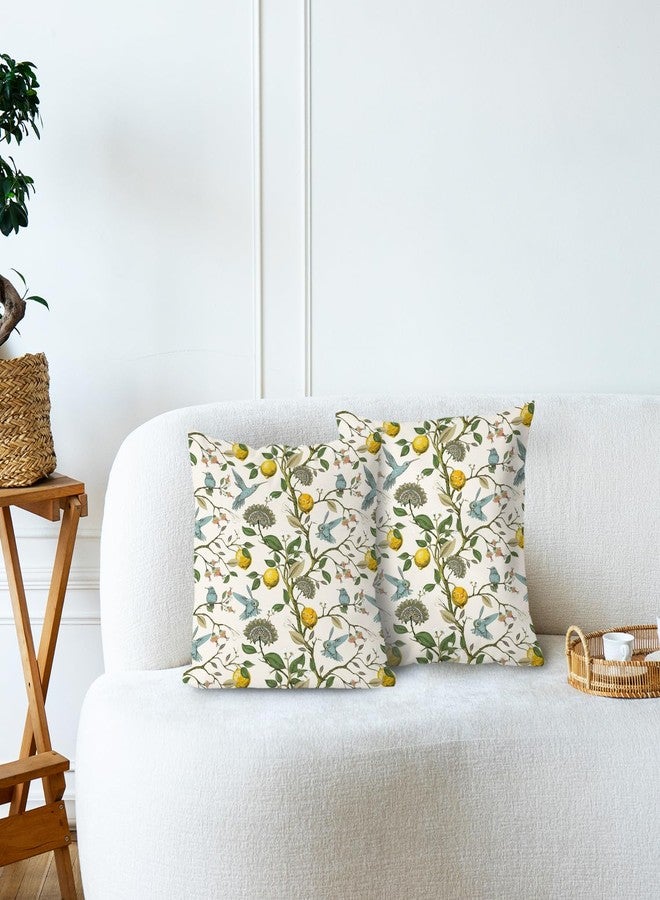 Supwhd Chinoiserie Pillow Cover, Hummingbird Lemon Pillow Covers 18x18 Set of 2, Grandmillennial Pillow Cover, Lemon Outdoor Pillows Cover, Gifts for Hummingbird Lovers - Image 3