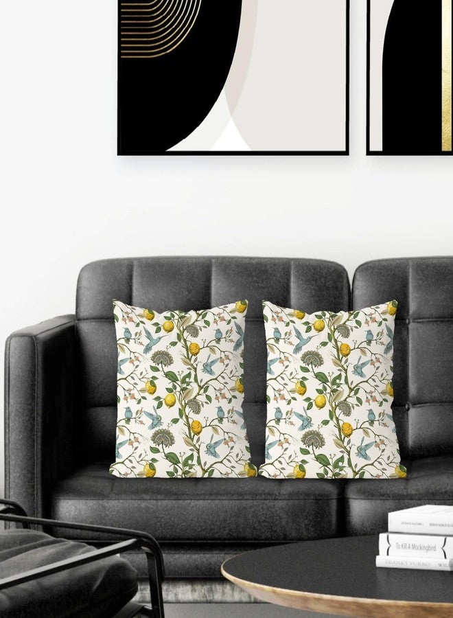 Supwhd Chinoiserie Pillow Cover, Hummingbird Lemon Pillow Covers 18x18 Set of 2, Grandmillennial Pillow Cover, Lemon Outdoor Pillows Cover, Gifts for Hummingbird Lovers - Image 2