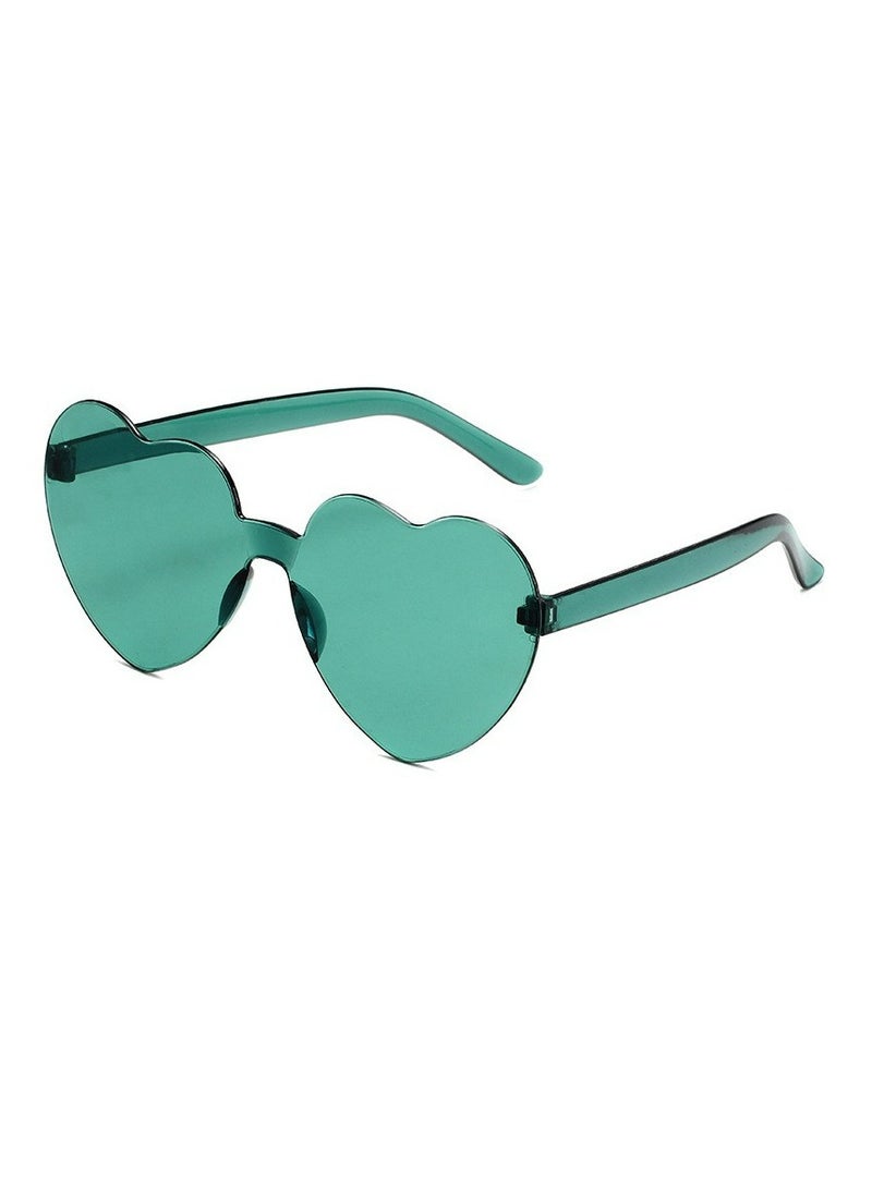 Men's and women's heart-shaped sunglasses heart-shaped one-piece transparent love green sunglasses